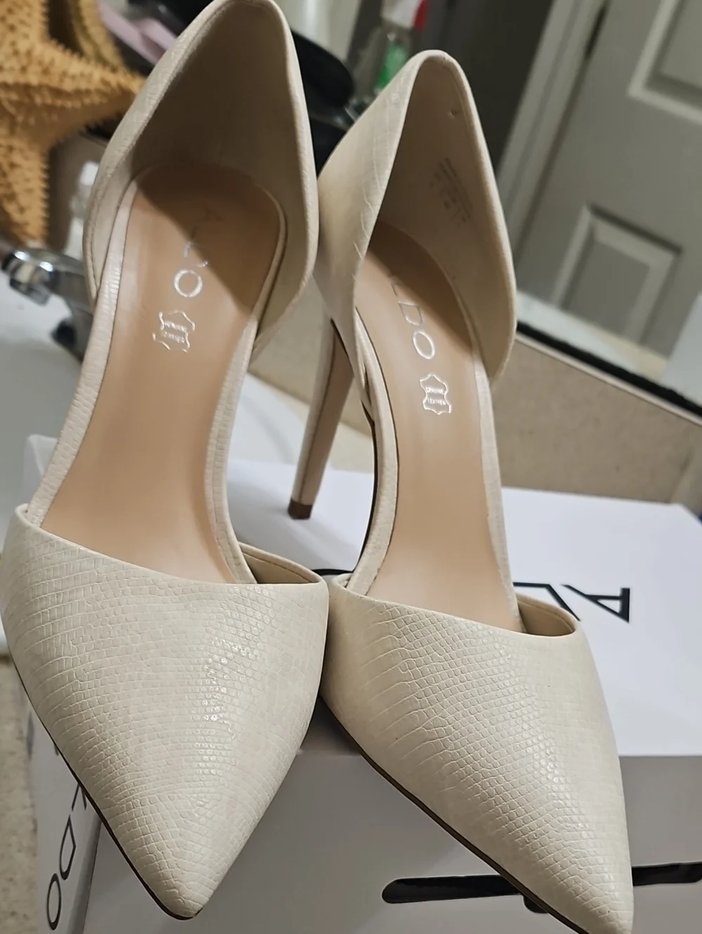 ALDO Cream Pointed-Toe D'Orsay Heels